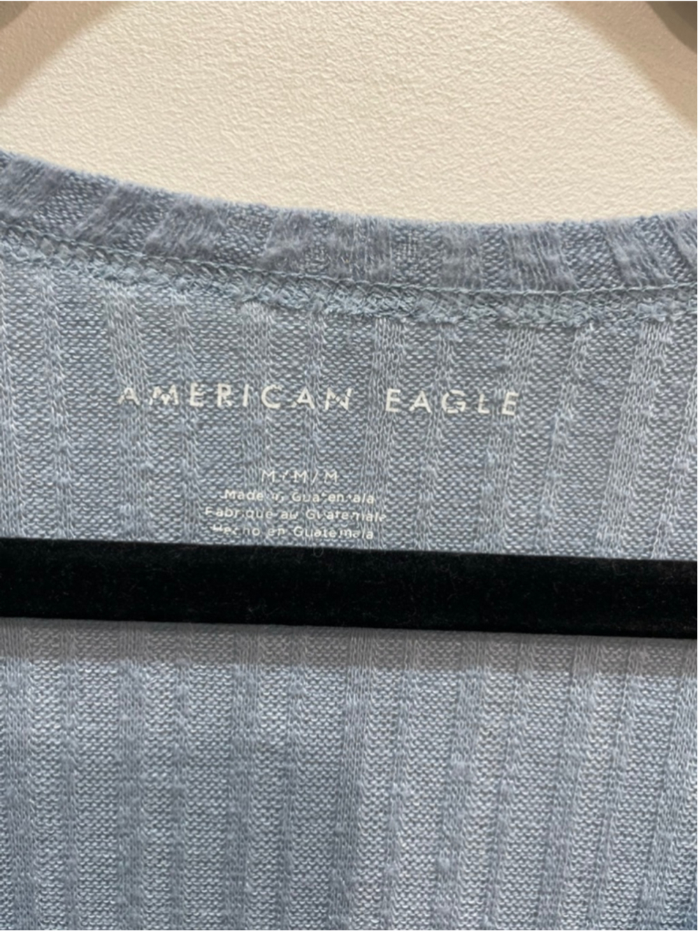 American Eagle Tie Front Cardigan Ribbed M Blue Oversized - Picture 2 of 6